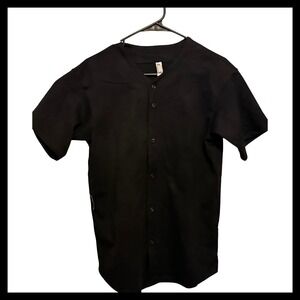 NWOT American Apparel Black Baseball Jersey T Shirt Short Sleeve Button Up XS